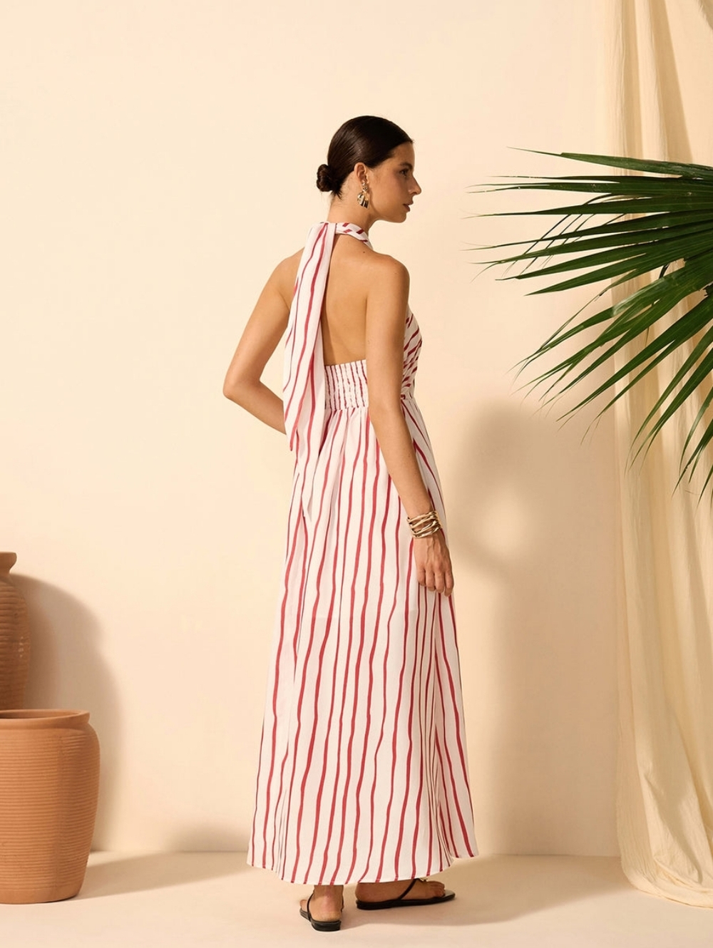 Commense Striped Halter Maxi Dress L - Picture 6 of 6